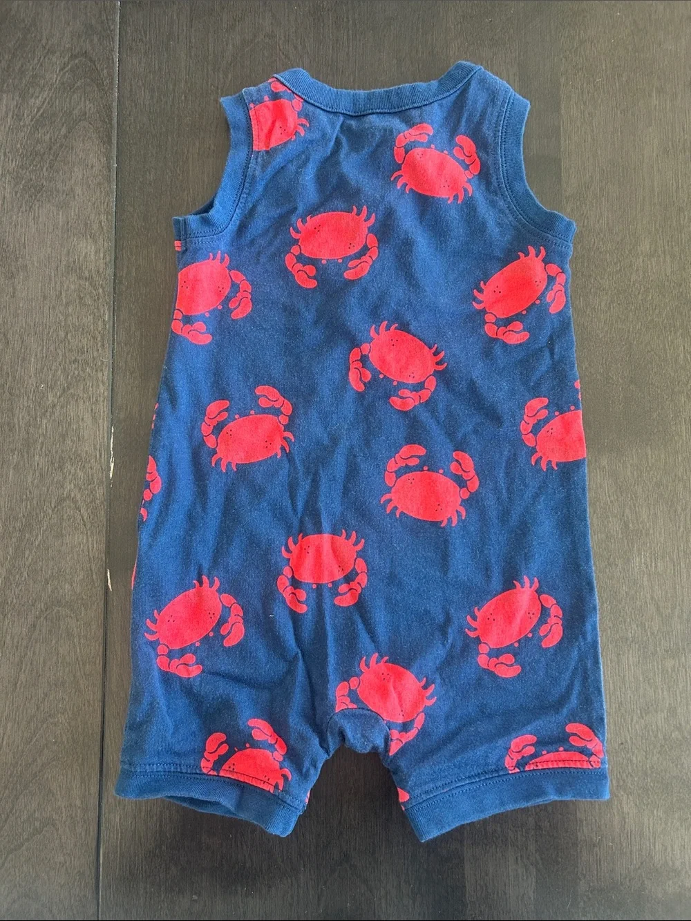 Carter's Navy Sleeveless Romper with Red Crab Print
